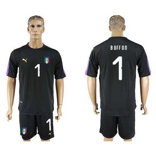 Italy #1 Buffon Black Goalkeeper Soccer Country Jersey Italy #1 Buffon Black Goalkeeper Soccer Country Jersey