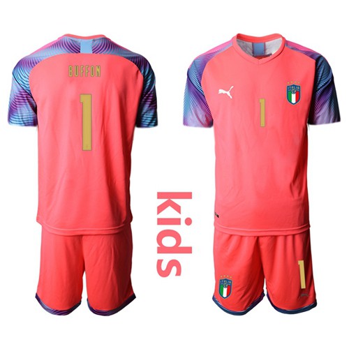 Italy #1 Buffon Pink Goalkeeper Kid Soccer Country Jersey Italy #1 Buffon Pink Goalkeeper Kid Soccer Country Jersey
