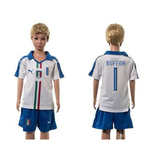 Italy #1 Buffon White Away Kid Soccer Country Jersey Italy #1 Buffon White Away Kid Soccer Country Jersey