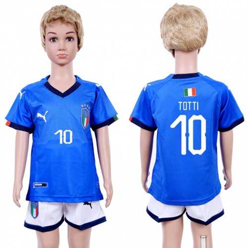 Italy #10 Totti Home Kid Soccer Country Jersey Italy #10 Totti Home Kid Soccer Country Jersey