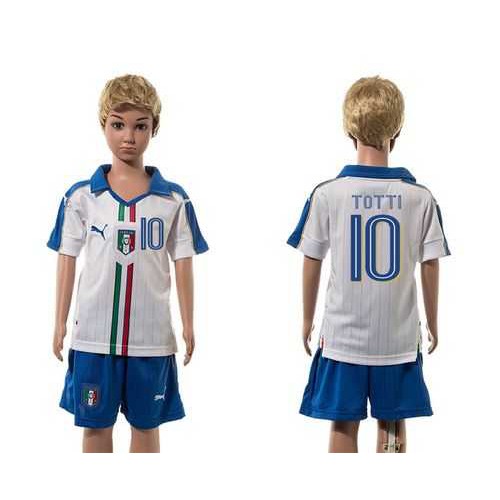 Italy #10 Totti White Away Kid Soccer Country Jersey Italy #10 Totti White Away Kid Soccer Country Jersey