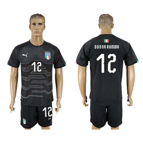 Italy #12 Donna Rumma Black Goalkeeper Soccer Country Jersey Italy #12 Donna Rumma Black Goalkeeper Soccer Country Jersey