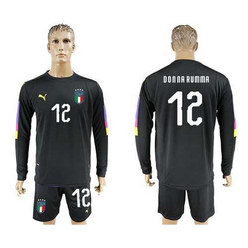 Italy #12 Donna Rumma Black Long Sleeves Goalkeeper Soccer Country Jersey Italy #12 Donna Rumma Black Long Sleeves Goalkeeper Soccer Country Jersey