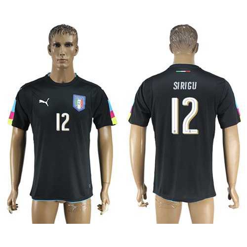 Italy #12 Sirigu Black Goalkeeper Soccer Country Jersey Italy #12 Sirigu Black Goalkeeper Soccer Country Jersey