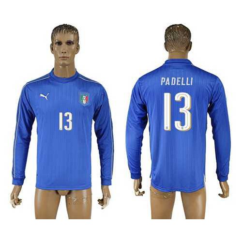 Italy #13 Padelli Blue Home Long Sleeves Soccer Country Jersey Italy #13 Padelli Blue Home Long Sleeves Soccer Country Jersey
