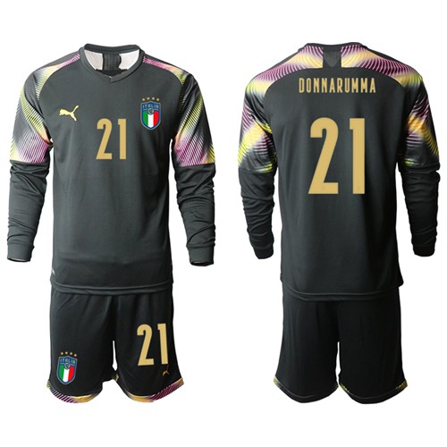 Italy #21 Donnarumma Black Long Sleeves Goalkeeper Soccer Country Jersey Italy #21 Donnarumma Black Long Sleeves Goalkeeper Soccer Country Jersey