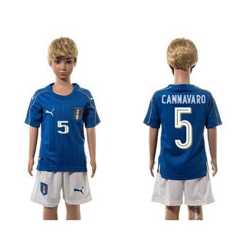 Italy #5 Cannavaro Blue Home Kid Soccer Country Jersey Italy #5 Cannavaro Blue Home Kid Soccer Country Jersey