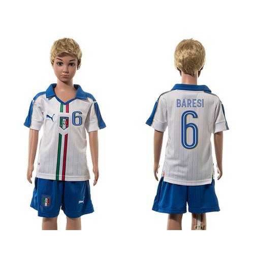 Italy #6 Baresi White Away Kid Soccer Country Jersey Italy #6 Baresi White Away Kid Soccer Country Jersey