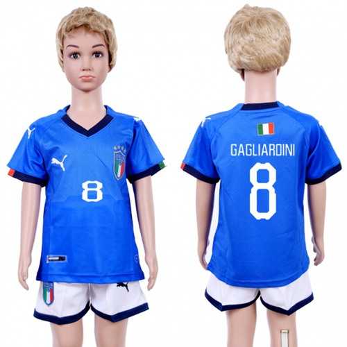 Italy #8 Gagliardini Home Kid Soccer Country Jersey Italy #8 Gagliardini Home Kid Soccer Country Jersey