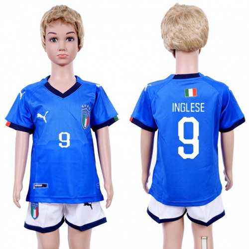 Italy #9 Inglese Home Kid Soccer Country Jersey Italy #9 Inglese Home Kid Soccer Country Jersey