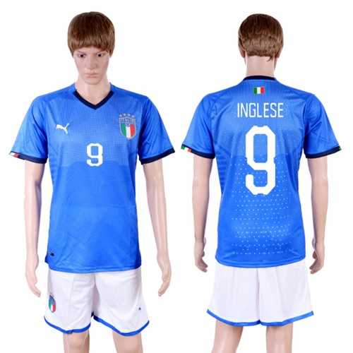 Italy #9 Inglese Home Soccer Country Jersey Italy #9 Inglese Home Soccer Country Jersey