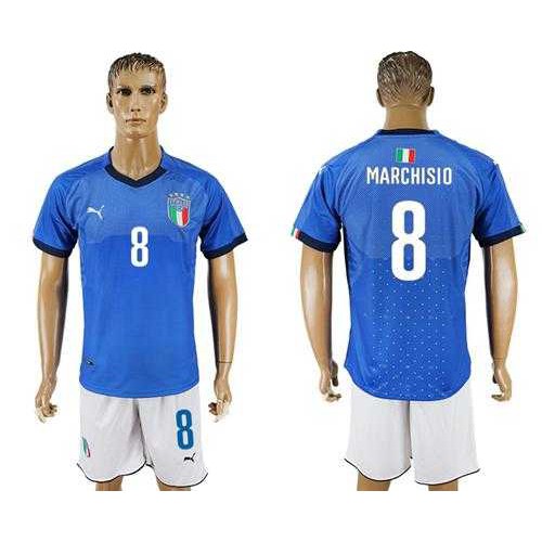 Italy #8 Marchisio Blue Home Soccer Country Jersey Italy #8 Marchisio Blue Home Soccer Country Jersey