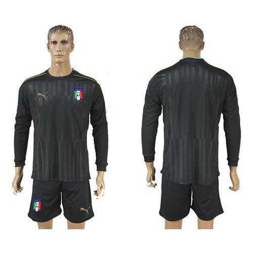 Italy Blank Black Long Sleeves Goalkeeper Soccer Country Jersey Italy Blank Black Long Sleeves Goalkeeper Soccer Country Jersey