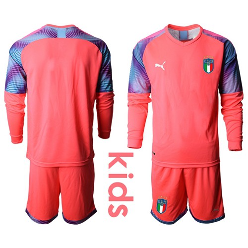 Italy Blank Pink Goalkeeper Long Sleeves Kid Soccer Country Jersey Italy Blank Pink Goalkeeper Long Sleeves Kid Soccer Country Jersey