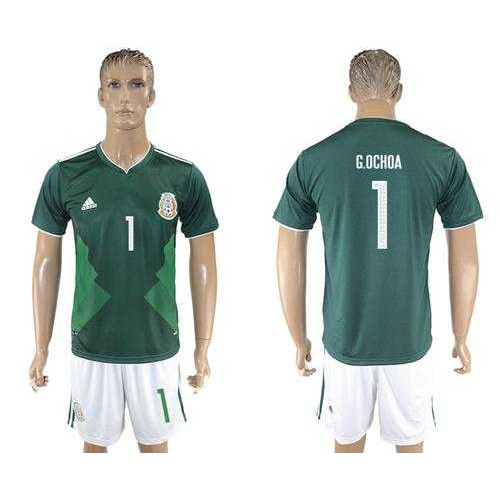 Mexico #1 G.Ochoa Green Home Soccer Country Jersey Mexico #1 G.Ochoa Green Home Soccer Country Jersey