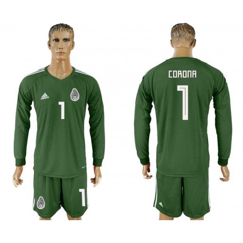 Mexico #1 CORONA Military Green Goalkeeper 2018 FIFA World Cup Long Sleeve Soccer Jersey Mexico #1 CORONA Military Green Goalkeeper 2018 FIFA World Cup Long Sleeve Soccer Jersey