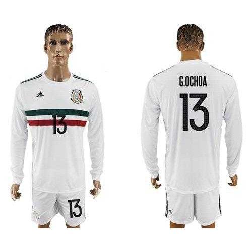 Mexico #13 G.Ochoa Away Long Sleeves Soccer Country Jersey Mexico #13 G.Ochoa Away Long Sleeves Soccer Country Jersey