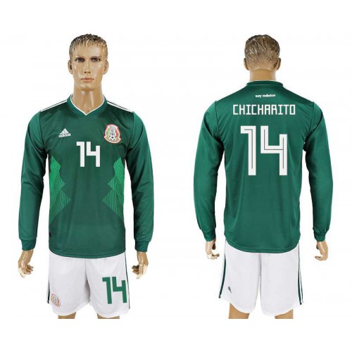 Mexico #14 CHICHARITO Home 2018 FIFA World Cup Long Sleeve Soccer Jersey Mexico #14 CHICHARITO Home 2018 FIFA World Cup Long Sleeve Soccer Jersey