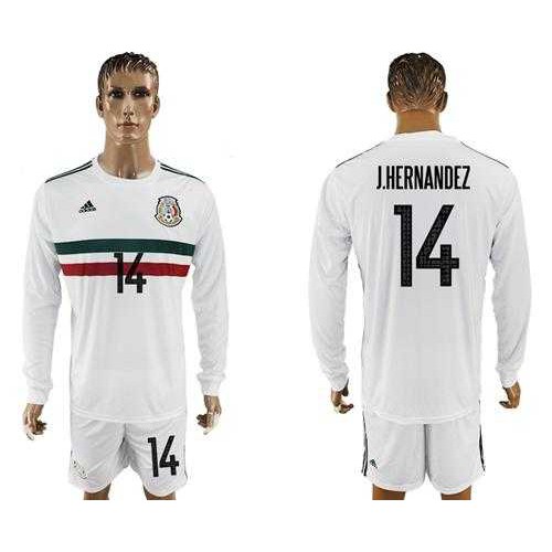 Mexico #14 J.Hernandez Away Long Sleeves Soccer Country Jersey Mexico #14 J.Hernandez Away Long Sleeves Soccer Country Jersey
