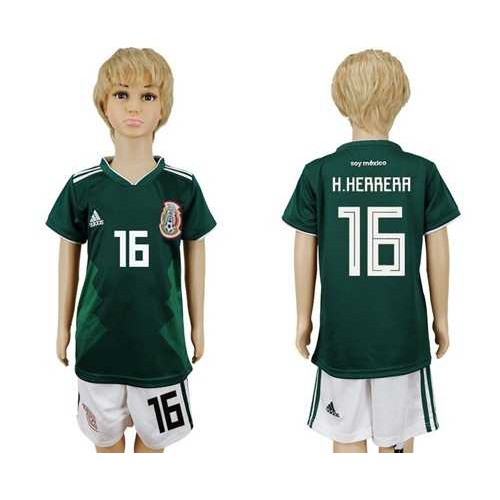 Mexico #16 H.Herrera Home Kid Soccer Country Jersey Mexico #16 H.Herrera Home Kid Soccer Country Jersey