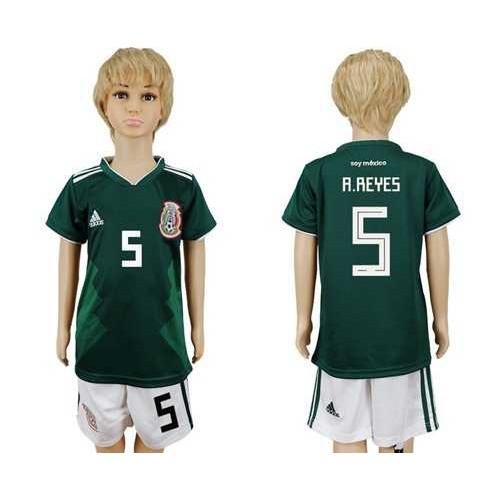 Mexico #5 A.Reyes Home Kid Soccer Country Jersey Mexico #5 A.Reyes Home Kid Soccer Country Jersey