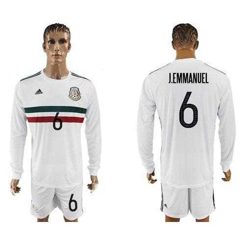 Mexico #6 J.Emmanuel Away Long Sleeves Soccer Country Jersey Mexico #6 J.Emmanuel Away Long Sleeves Soccer Country Jersey