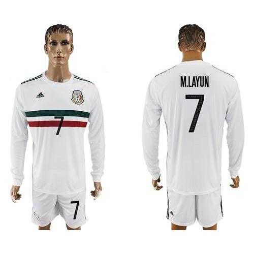 Mexico #7 M.Layun Away Long Sleeves Soccer Country Jersey Mexico #7 M.Layun Away Long Sleeves Soccer Country Jersey