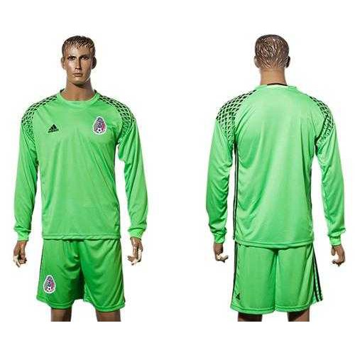 Mexico Blank Green Long Sleeves Goalkeeper Soccer Country Jersey Mexico Blank Green Long Sleeves Goalkeeper Soccer Country Jersey
