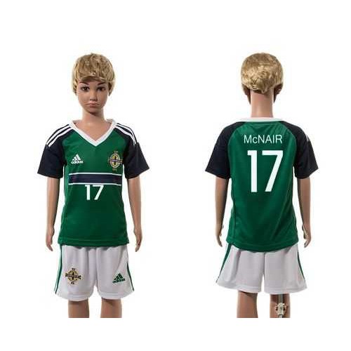 Northern Ireland #17 McNAIR Green Home Kid Soccer Country Jersey Northern Ireland #17 McNAIR Green Home Kid Soccer Country Jersey