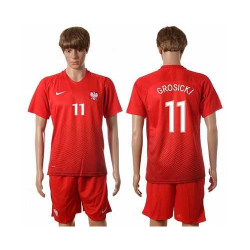 Poland #11 Grosicki Away Soccer Country Jersey Poland #11 Grosicki Away Soccer Country Jersey