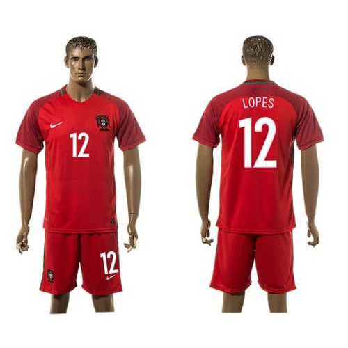 Portugal #12 Lopes Home Soccer Country Jersey Portugal #12 Lopes Home Soccer Country Jersey