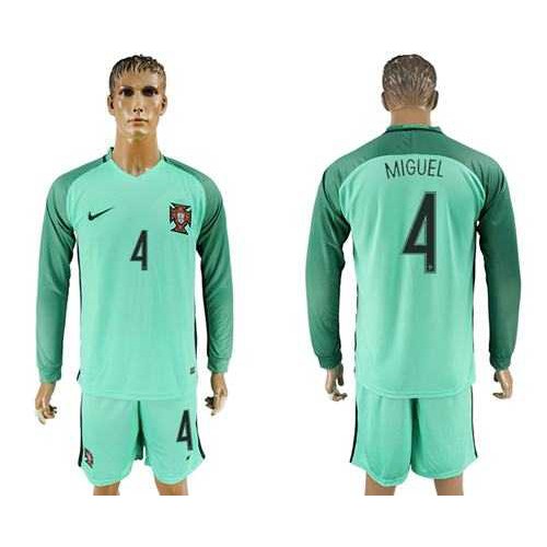Portugal #4 Miguel Away Long Sleeves Soccer Country Jersey Portugal #4 Miguel Away Long Sleeves Soccer Country Jersey