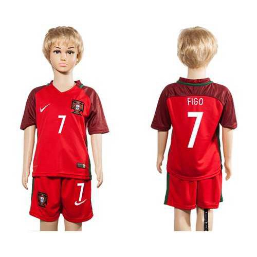 Portugal #7 Figo Home Kid Soccer Country Jersey Portugal #7 Figo Home Kid Soccer Country Jersey