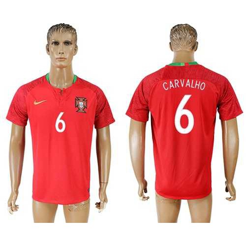 Portugal #6 Carvalho Home Soccer Country Jersey Portugal #6 Carvalho Home Soccer Country Jersey