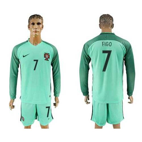 Portugal #7 Figo Away Long Sleeves Soccer Country Jersey Portugal #7 Figo Away Long Sleeves Soccer Country Jersey