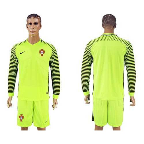 Portugal Blank Green Long Sleeves Goalkeeper Soccer Country Jersey Portugal Blank Green Long Sleeves Goalkeeper Soccer Country Jersey