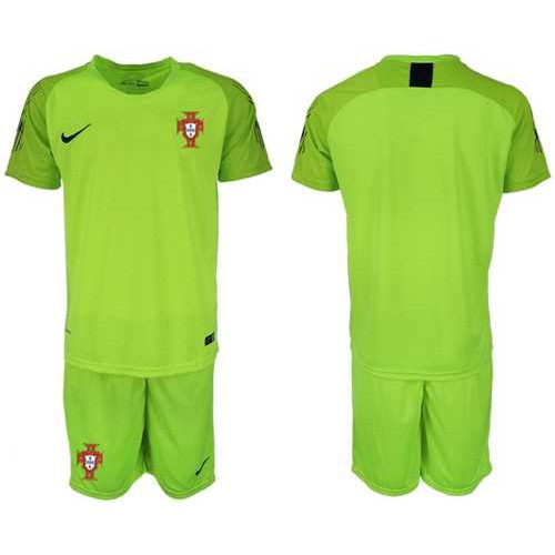 Portugal Blank Shiny Green Goalkeeper Soccer Country Jersey Portugal Blank Shiny Green Goalkeeper Soccer Country Jersey