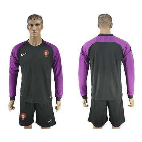 Portugal Blank Black Goalkeeper Long Sleeves Soccer Country Jersey Portugal Blank Black Goalkeeper Long Sleeves Soccer Country Jersey