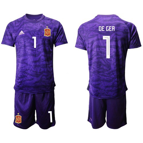 Spain #1 De Gea Purple Goalkeeper Soccer Country Jersey Spain #1 De Gea Purple Goalkeeper Soccer Country Jersey