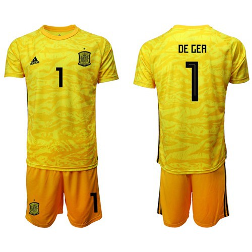 Spain #1 De Gea Yellow Goalkeeper Soccer Country Jersey Spain #1 De Gea Yellow Goalkeeper Soccer Country Jersey