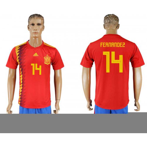 Spain #14 FERNANDEZ Home 2018 FIFA World Cup Soccer Jersey Spain #14 FERNANDEZ Home 2018 FIFA World Cup Soccer Jersey