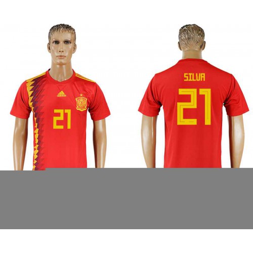 Spain #21 SILVA Home 2018 FIFA World Cup Soccer Jersey Spain #21 SILVA Home 2018 FIFA World Cup Soccer Jersey