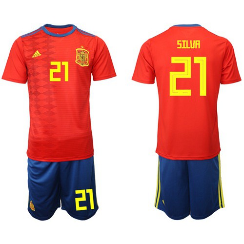 Spain #21 Silva Home Soccer Country Jersey Spain #21 Silva Home Soccer Country Jersey