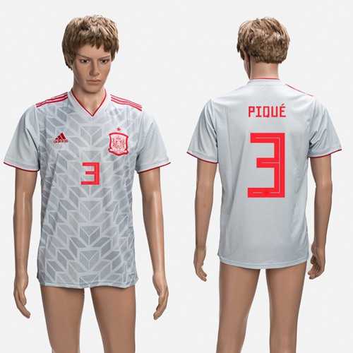 Spain #3 Pique Grey Training Soccer Country Jersey Spain #3 Pique Grey Training Soccer Country Jersey