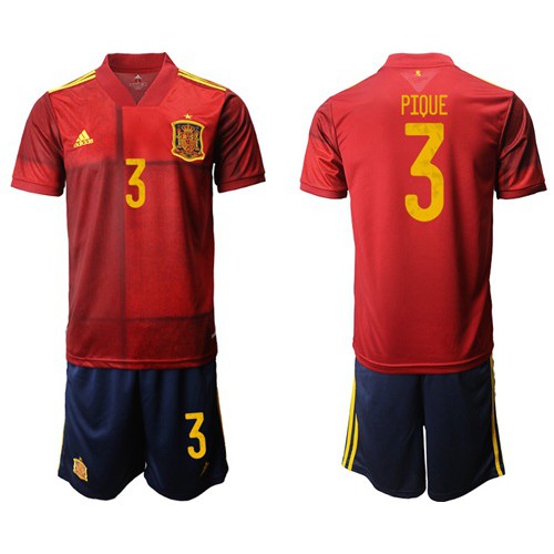 Spain #3 Pique Home Soccer Country Jersey Spain #3 Pique Home Soccer Country Jersey