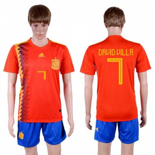 Spain #7 David Villa Home Soccer Country Jersey Spain #7 David Villa Home Soccer Country Jersey