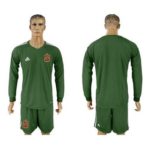 Spain Blank Army Green Long Sleeves Goalkeeper Soccer Country Jersey-1 Spain Blank Army Green Long Sleeves Goalkeeper Soccer Country Jersey-1