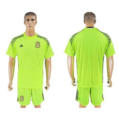Spain Blank Shiny Green Goalkeeper Soccer Country Jersey Spain Blank Shiny Green Goalkeeper Soccer Country Jersey