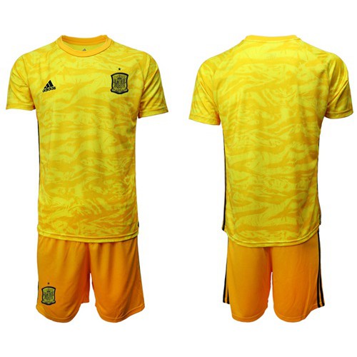 Spain Blank Yellow Goalkeeper Soccer Country Jersey Spain Blank Yellow Goalkeeper Soccer Country Jersey