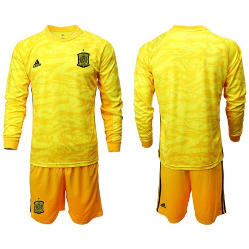Spain Blank Yellow Long Sleeves Goalkeeper Soccer Country Jersey Spain Blank Yellow Long Sleeves Goalkeeper Soccer Country Jersey